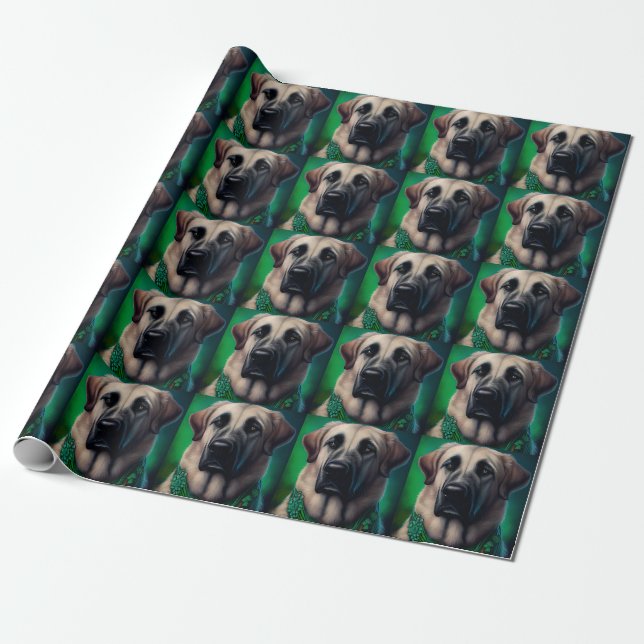 Anatolisk herdehund i St. Patricks dag-kostym Presentpapper (Utrullad)