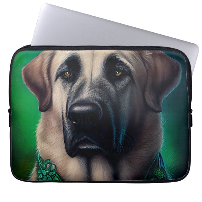 Anatolisk herdehund i St. Patrick's Day-dräkt Laptop Fodral (Framsidan)
