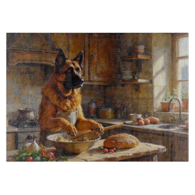 Anatolisk herdehund lagar mat i köket (Framsidan)
