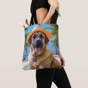 Anatolisk herdehund på strand, sommarpresent till  tygkasse
