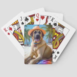 Anatolisk herdehund på stranden, hundälskare somma casinokort