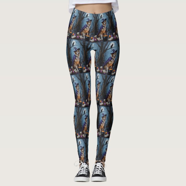 Anatolisk herdehund - Whimsical Halloween-målning Leggings (Framsida)