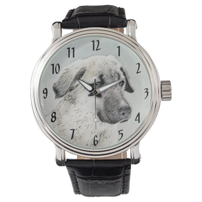 Anatolisk shepherd Painting - Original Hund Art Armbandsur (Framsida)