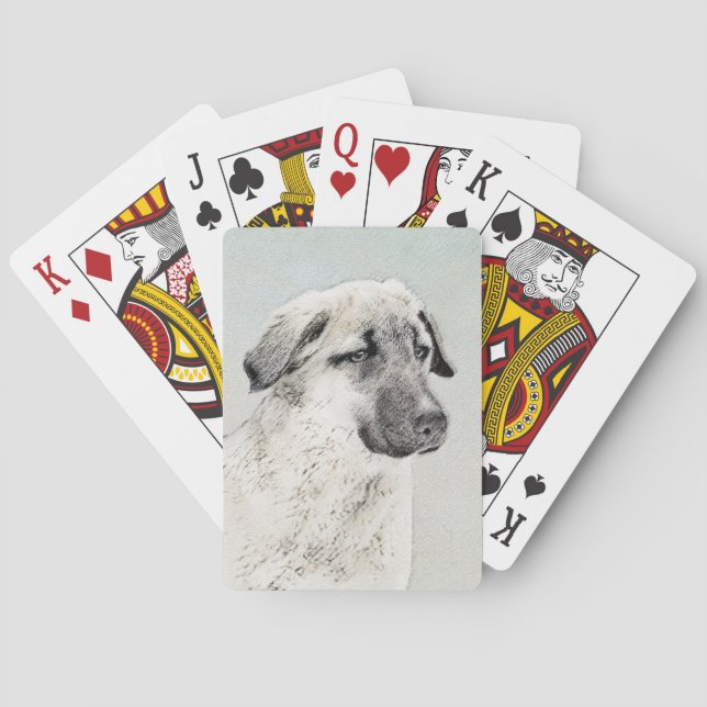 Anatolisk shepherd Painting - Original Hund Art Casinokort (Baksidan)