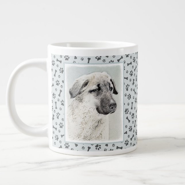 Anatolisk shepherd Painting - Original Hund Art Jumbo Mugg (Vänster)