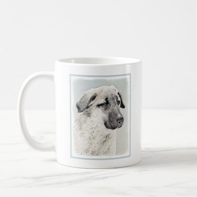 Anatolisk shepherd Painting - Original Hund Art Kaffemugg (Vänster)