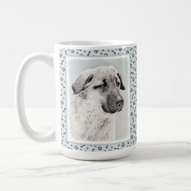 Anatolisk shepherd Painting - Original Hund Art Kaffemugg (Vänster)