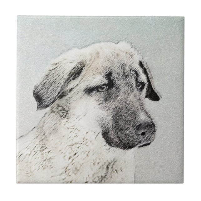 Anatolisk shepherd Painting - Original Hund Art Kakelplatta (Framsidan)