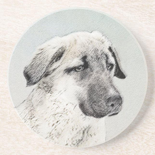 Anatolisk shepherd Painting - Original Hund Art Underlägg (Framsidan)