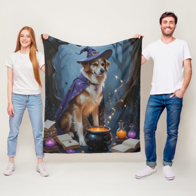Anatolisk Shepherd Whimsical Halloween-målning Fleecefilt (På plats)