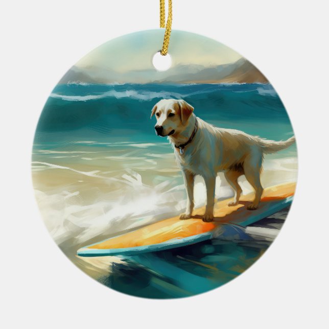 Anatoliska shepherd Beach Surfing Painting Julgransprydnad Keramik (Framsidan)
