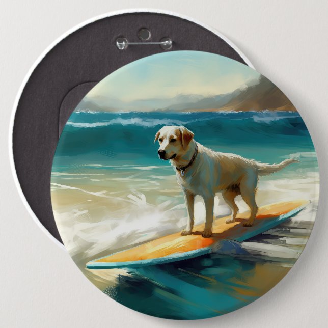 Anatoliska shepherd Beach Surfing Painting Knapp (Framsida & baksida)