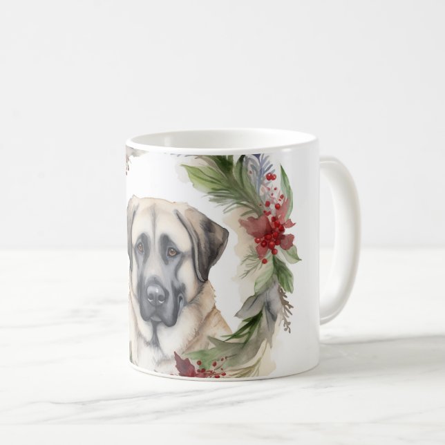 Anatoliska Shepherd-julen Utandning Festive Valp Kaffemugg (Framsida höger)