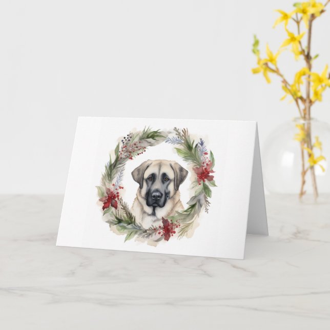 Anatoliska Shepherd-julen Utandning Festive Valp Kort (Gul blomma)