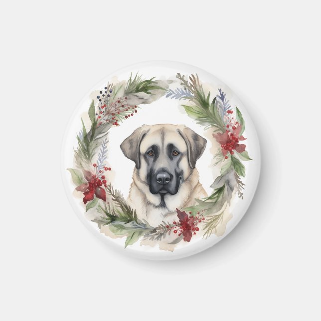 Anatoliska Shepherd-julen Utandning Festive Valp Magnet (Framsidan)