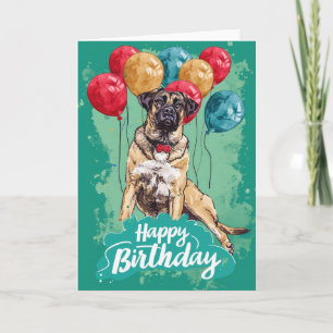 Anatoliska shepherd med Balloons Birthday Kort