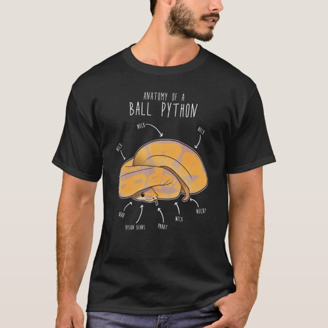 Anatomi a Banana Boll Python, Funny Reptile Sna T Shirt (Framsida)