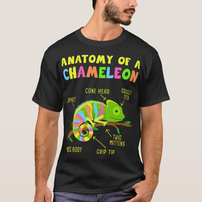 Anatomi A Chameleon Lizard Reptiles T Shirt (Framsida)