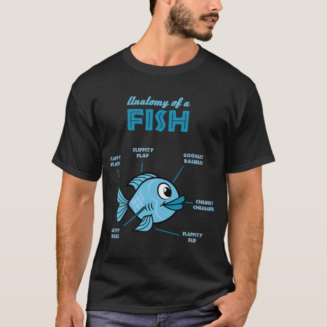 Anatomi av en fisk - Rollig fisk t-shirt (Framsida)