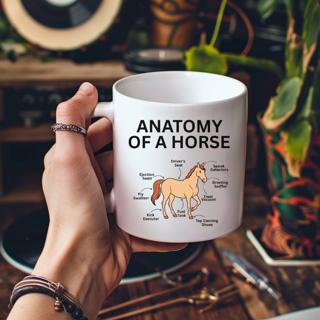 Anatomi av en häst, roliga hästpresenter, hästälsk kaffemugg (Skapare uppladdad)