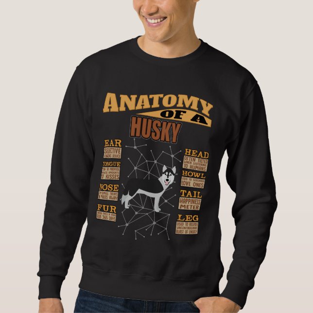 Anatomi av en Husky Funny Husky Lång Ärmad Tröja (Framsida)