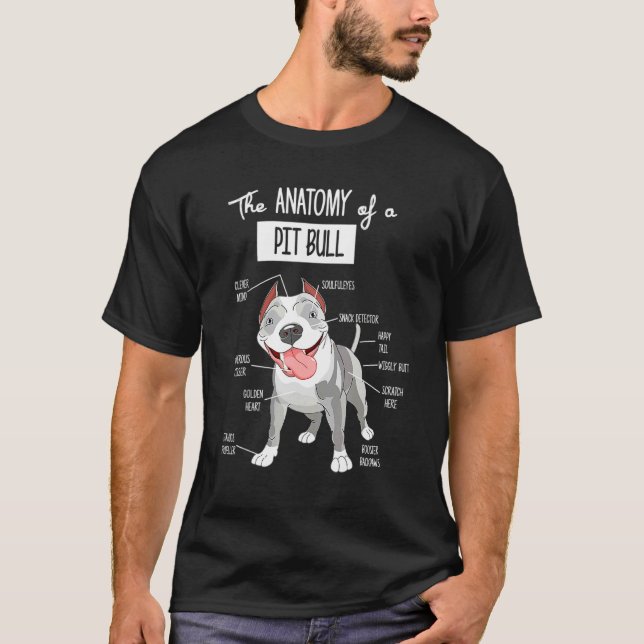 Anatomi Av En Pitbull Hund T Shirt (Framsida)