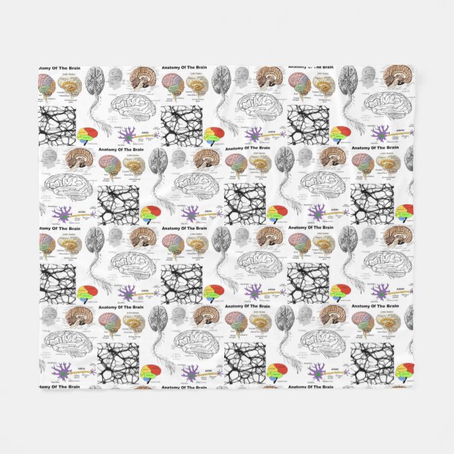 Anatomi av en populär människahjärna fleecefilt (Framsidan (Horisontell))