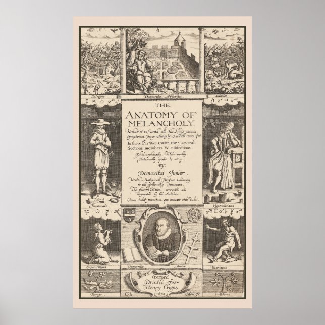 Anatomi av Melancholy 1621 Psykologisk studie Poster (Framsidan)