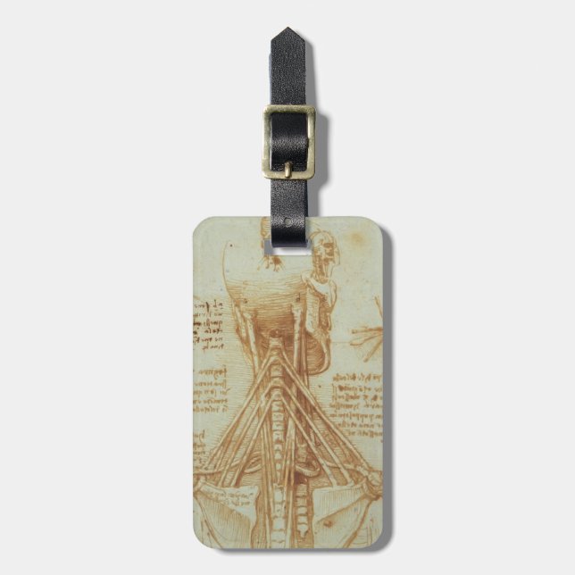 Anatomi för Leonardo da Vinci- av nacken Bagagebricka (Vertikal Framsida)