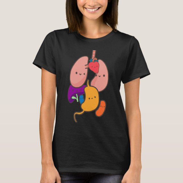 Anatomi Fysiologi Heart Lungs Vital Organs Illust T Shirt (Framsida)