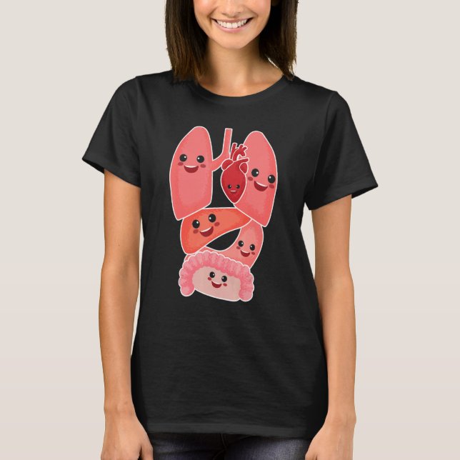 Anatomi Fysiologi Heart Lungs Vital Organs Illust T Shirt (Framsida)
