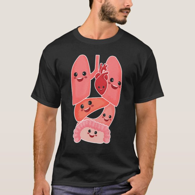 Anatomi Fysiologi Heart Lungs Vital Organs Illust T Shirt (Framsida)