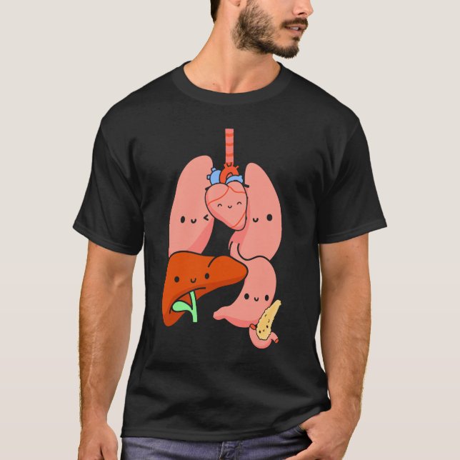 Anatomi Fysiologi Heart Lungs Vital Organs Illust T Shirt (Framsida)