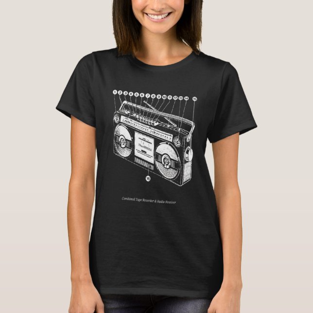 Anatomi hos Boombox Retro 80-talets 90-talets Blas T Shirt (Framsida)