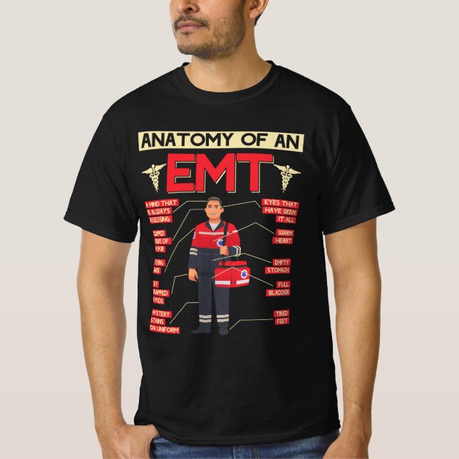 anatomi hos EMT Sjukvårdare EMT EMS Health Care Em T Shirt (Framsida)