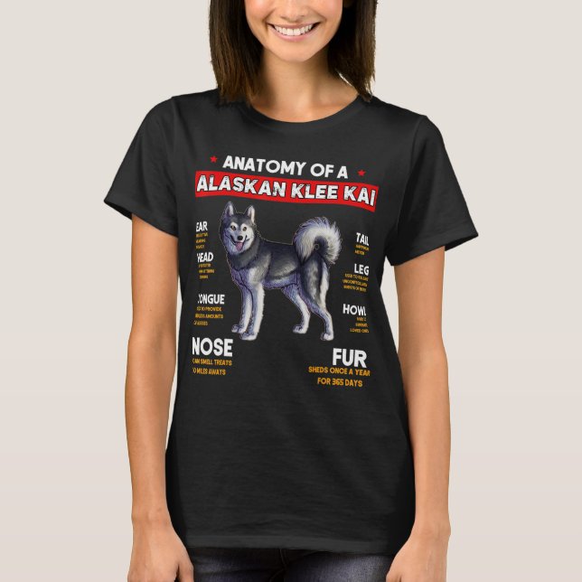 Anatomi hos en Alaska Klee Kai Hundar Älskare t Sh T Shirt (Framsida)