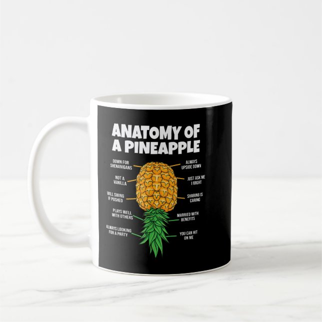 Anatomi hos en ananas-fingerbytare funny upptill o kaffemugg (Vänster)