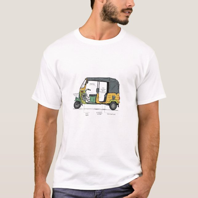 Anatomi hos en Auto Rickshaw | Funny Indian Nostal T Shirt (Framsida)