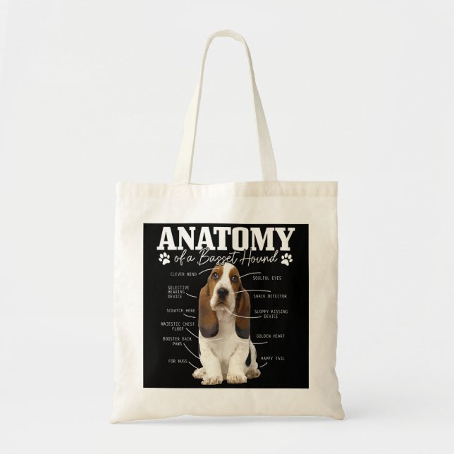 Anatomi hos en basset Hound Funny Cute Hund Basset Tygkasse (Framsidan)