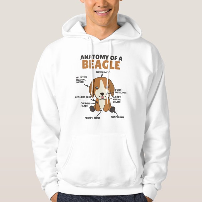 Anatomi hos en beagle Cute Hundar-valp Hoodie (Framsida)