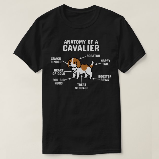 Anatomi hos en Cavalier Kung Charles Spain Hund Pu T Shirt (Design framsida)