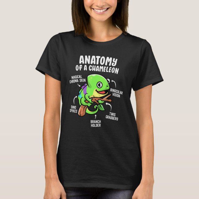 Anatomi hos en Chameleon Reptile Pet Lizard T Shirt (Framsida)