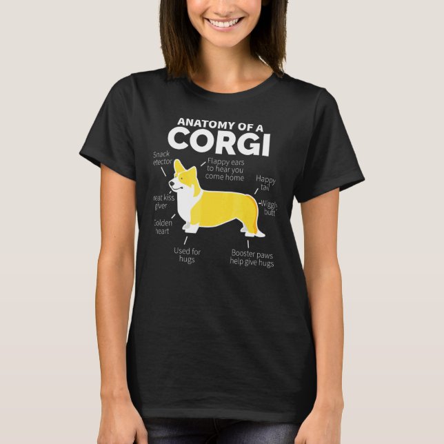 Anatomi Hos En Corgi Hund T Shirt (Framsida)