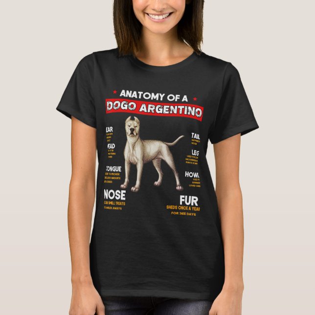Anatomi hos en Dogo Argentino Hundar Älskare t Shi T Shirt (Framsida)