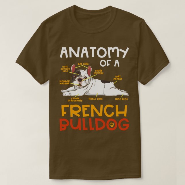 Anatomi hos en Fransk Bulldog-stift för Frenchi T Shirt (Design framsida)