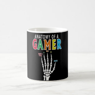 Anatomi hos en Gamer Skeleton Hand Funny Coffee Mu Kaffemugg