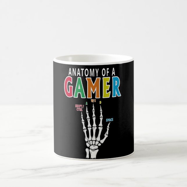 Anatomi hos en Gamer Skeleton Hand Funny Coffee Mu Kaffemugg (Center)