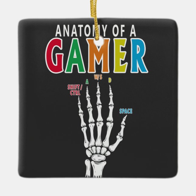 Anatomi hos en Gamer Skeleton Hand Funny Ornament (Framsida)
