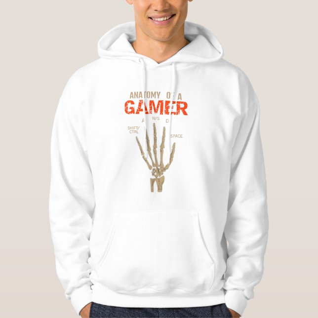 Anatomi hos en Gamer Skeleton Hand Tangentbord T-S Hoodie (Framsida)