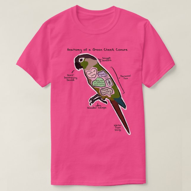 Anatomi hos en Grönt Cheek Conure T Shirt (Design framsida)